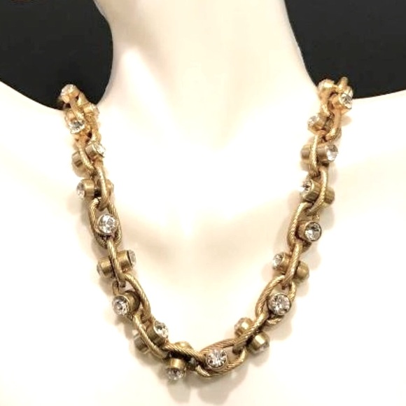 J. Crew Jewelry - J. Crew Antique Gold-Tone & Rhinestone Necklace